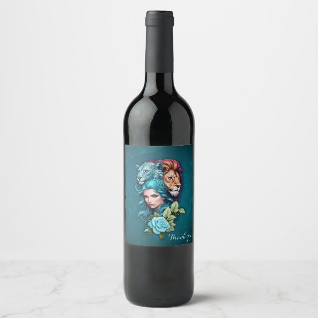 Beautiful woman's head with expressive eyes  wine label (Front)