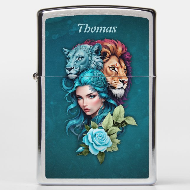 Beautiful woman's head with expressive eyes  zippo lighter (Front)