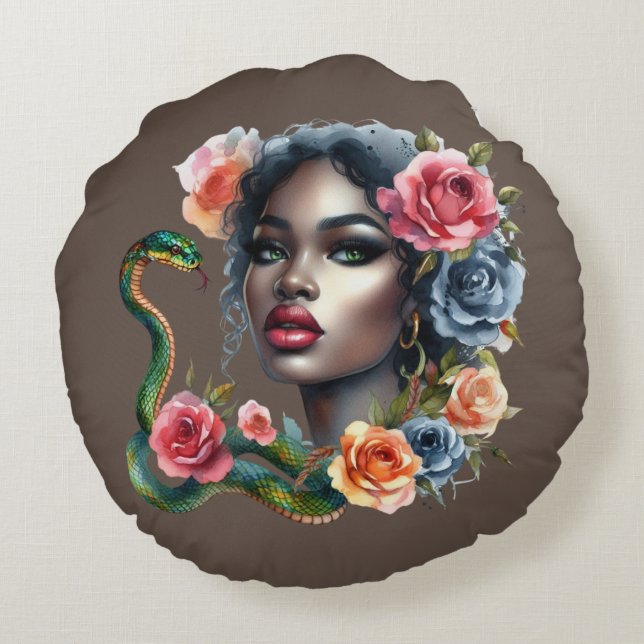 beautiful women and snake cushion (Back)