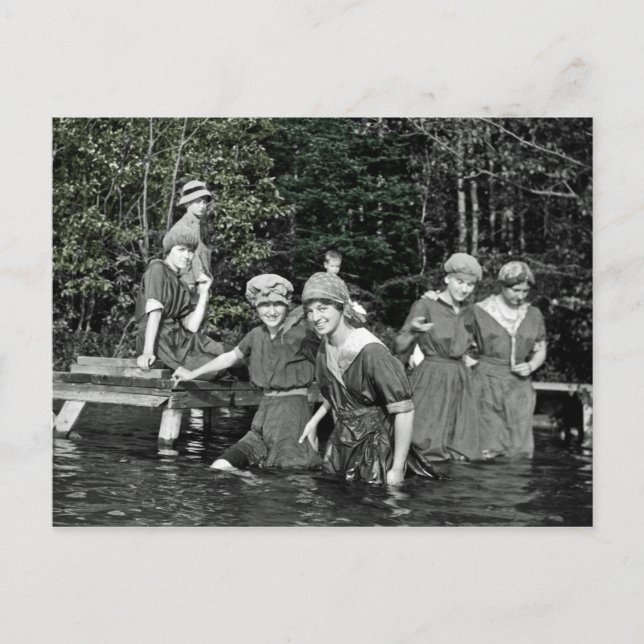 Beautiful Women Colorsplash 1916 Swimming in Lake  Postcard (Front)