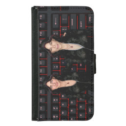 Beautiful women hoodie red keyboard background samsung galaxy s5 wallet case