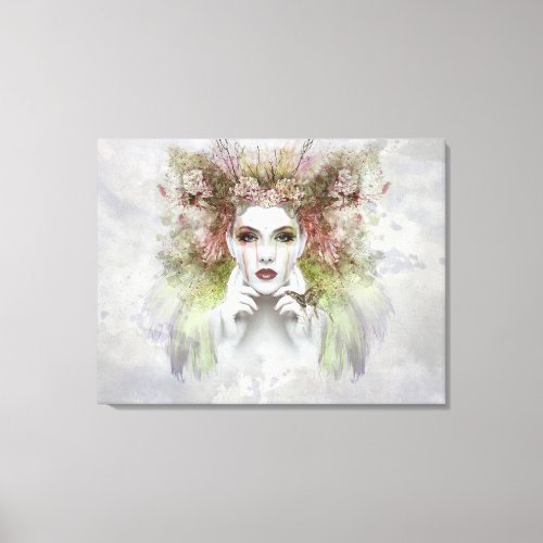 Beautiful Women with Butterfly Canvas Print