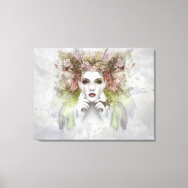 Beautiful Women with Butterfly Canvas Print (Front)
