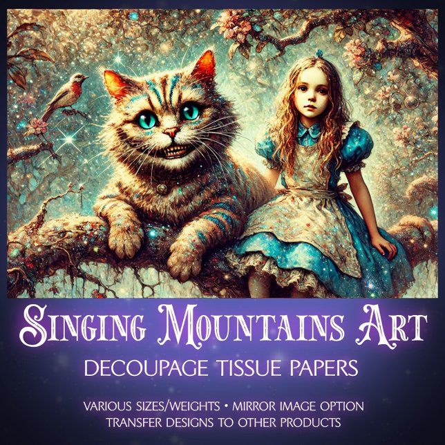 Beautiful Wonderland Cat and Alice Decoupage Tissue Paper (Creator Uploaded)