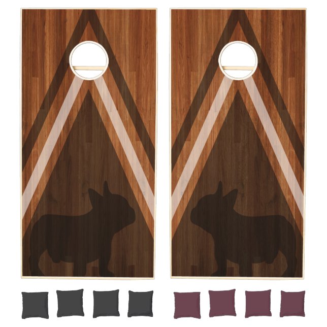 Beautiful Wood Chevron French Bulldog  Cornhole Set (Set)