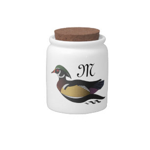 Beautiful Wood Duck Swimming Candy Jar