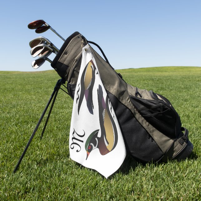 Beautiful Wood Duck Swimming Golf Towel (Green)