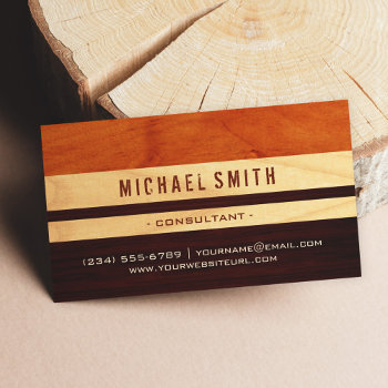 Beautiful Wood Grain Stripes - Professional Unique Business Card by CardHunter at Zazzle