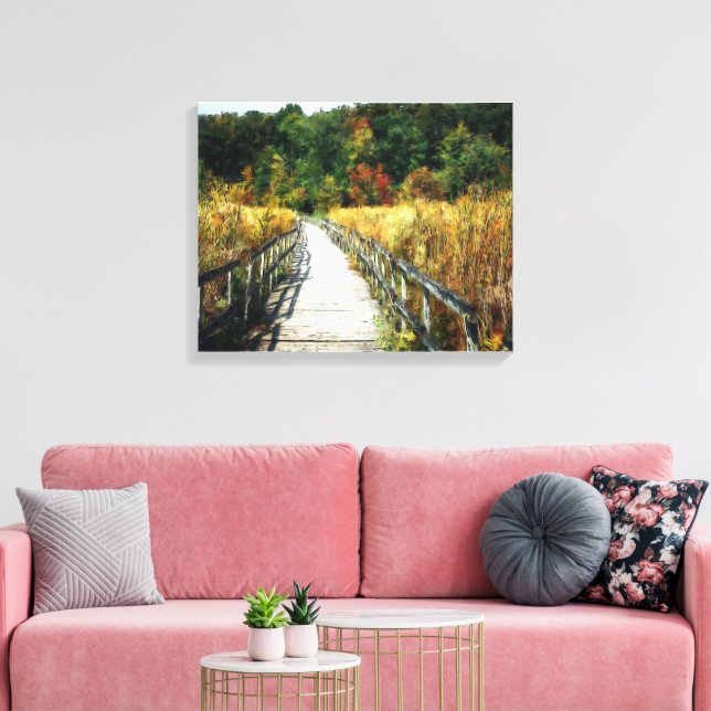 Beautiful Wooden Walking Path Forest  Canvas Print (Insitu(LivingRoom))