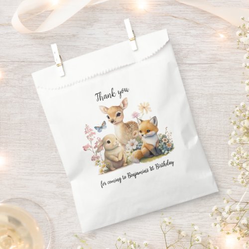 Beautiful Woodland Animals Birthday I Baby Shower  Favor Bag