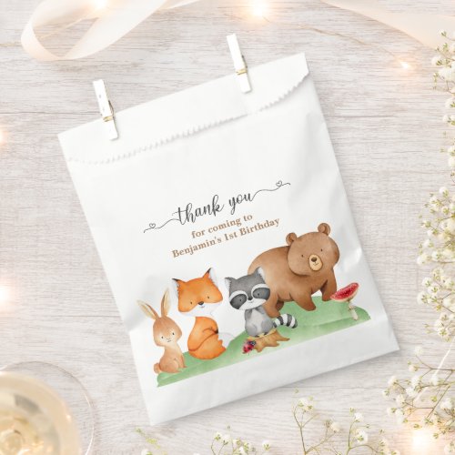 Beautiful Woodland Animals Birthday I Baby Shower Favor Bag