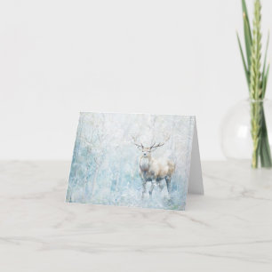 Beautiful Woodland Animals Elk In Snow Greeting Card