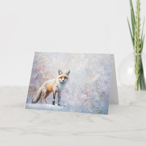 Beautiful Woodland Animals Fox In Snow Greeting  Card