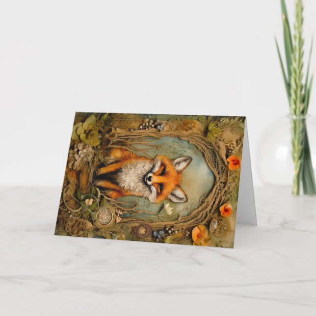 Beautiful Woodland Animals Wildlife Fox Greeting Card (Front)