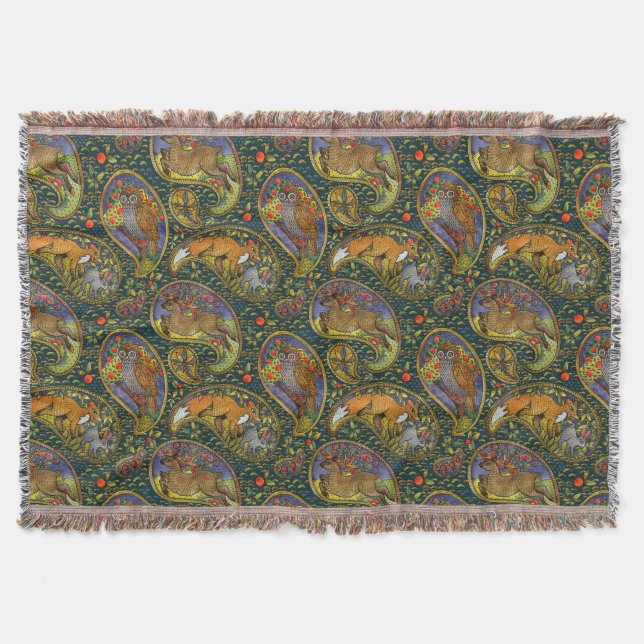 Beautiful Woodland Creatures Painting Throw Throw Blanket (Front)