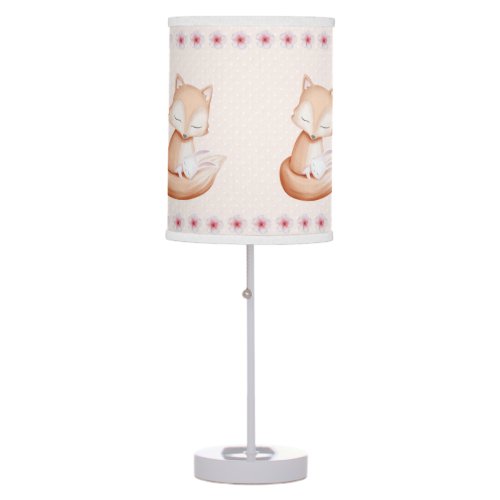 Beautiful Woodland Fox and Bunny Rabbit Snuggling Table Lamp