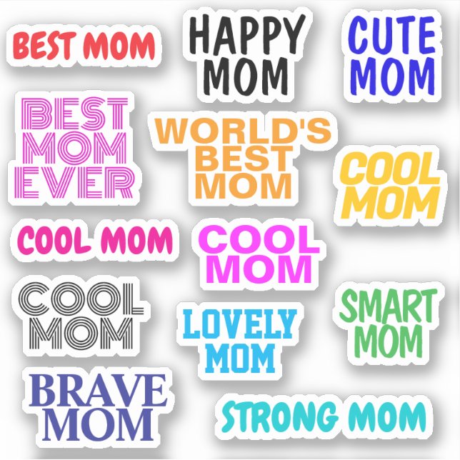 Beautiful Words for Cool Mom | Cute Stickers (Front)