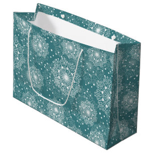 beautiful wrapping paper with snowflakes in winter large gift bag