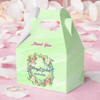 Beautiful wreath pink romantic wedding favor boxes