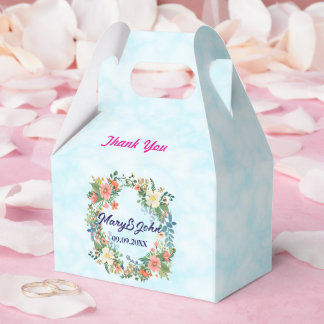 Beautiful wreath pink romantic wedding favor boxes
