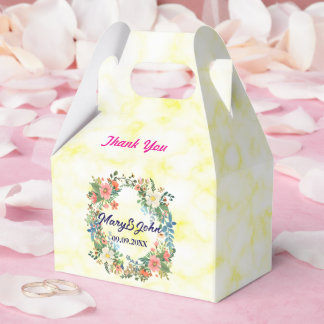 Beautiful wreath pink romantic wedding favor boxes