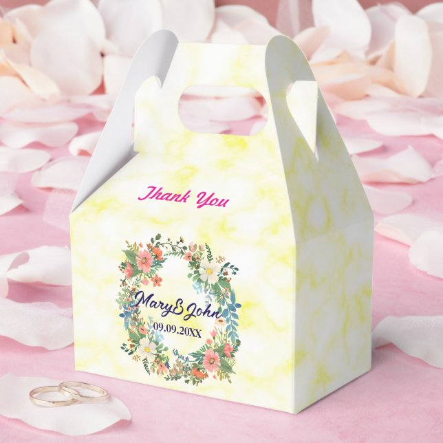 Beautiful wreath pink romantic wedding favor boxes (Wedding)