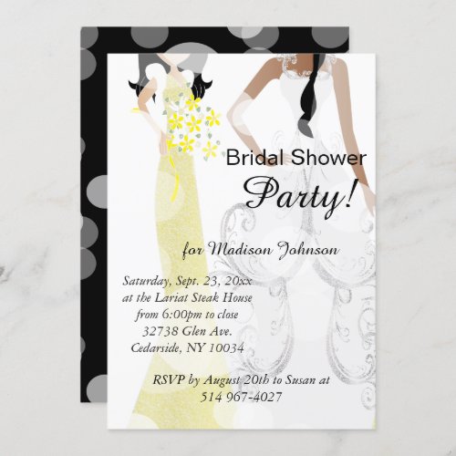 Beautiful Yellow and Black Bridal Shower Invitation