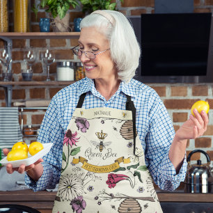 Beautiful Yellow and Black Queen Bee for Grandma Apron