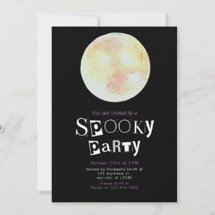 Beautiful Yellow and Gold Full Moon Halloween Invitation