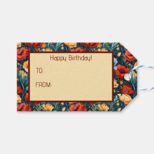 Beautiful Yellow and Red Flowers Botanical Print Gift Tags