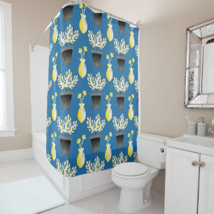 Beautiful Yellow and White Flowers in Pots Shower Curtain