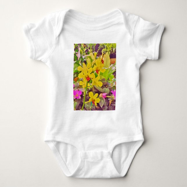 Beautiful Yellow autumn orchids Baby Bodysuit (Front)