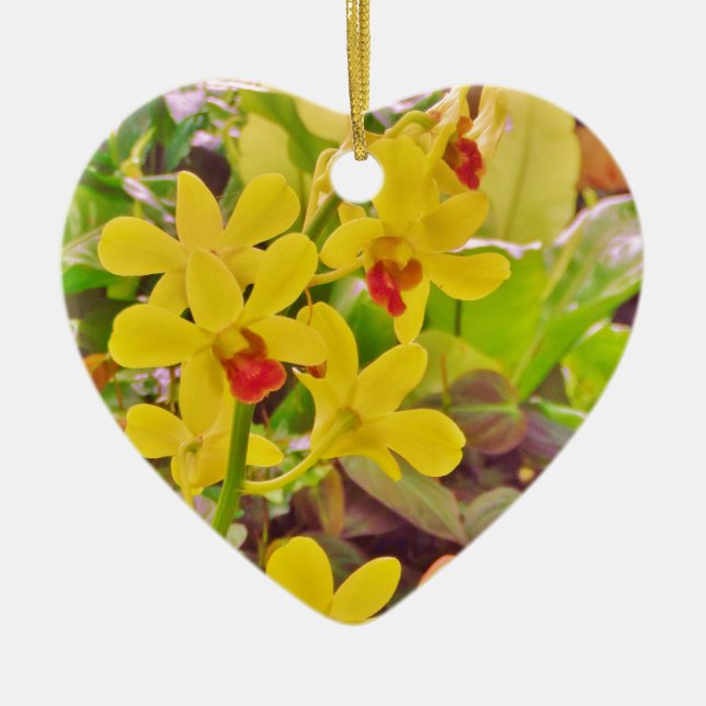 Beautiful Yellow autumn orchids Ceramic Ornament (Front)