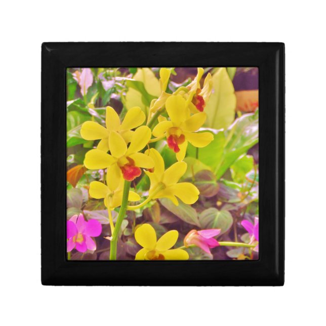 Beautiful Yellow autumn orchids Keepsake Box (Front)