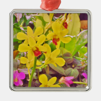 Beautiful Yellow autumn orchids Metal Ornament