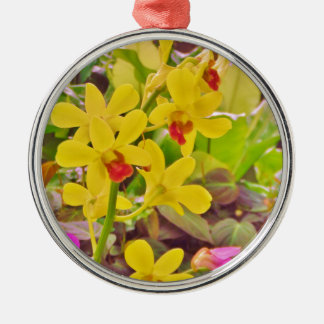 Beautiful Yellow autumn orchids Metal Ornament