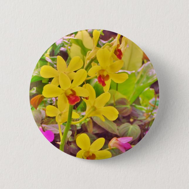 Beautiful Yellow autumn orchids Pinback Button (Front)