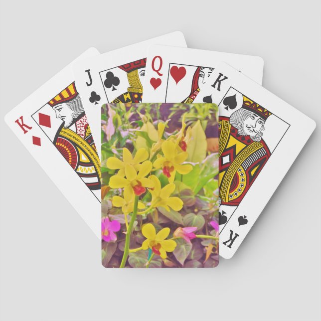 Beautiful Yellow autumn orchids Poker Cards (Back)