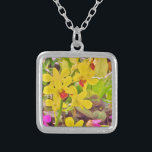 Beautiful Yellow autumn orchids Silver Plated Necklace<br><div class="desc">Beautiful Yellow orchids lovely yellow orchid Blossom Flowers. Photo by Sandy Closs  Great for all seasons spring summer winter and fall. tropical, modern,  fall, flower,  flowers,  floral, spring,  orchid,  garden,  wedding,  weddings, </div>