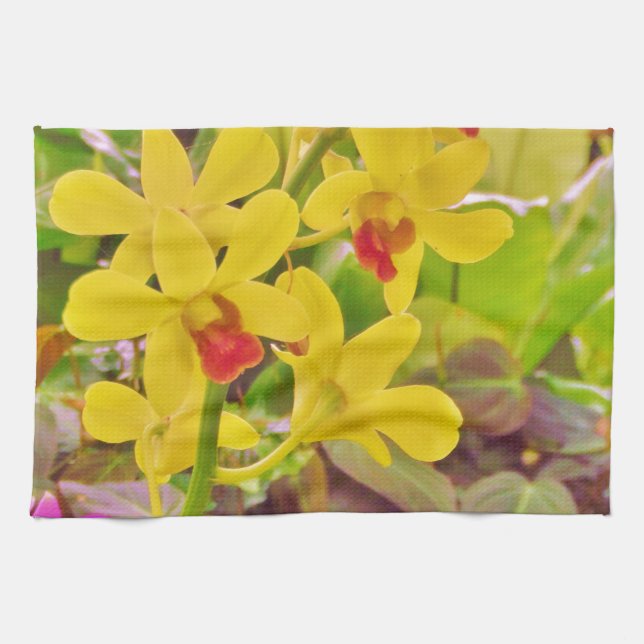 Beautiful Yellow autumn orchids Towel (Horizontal)