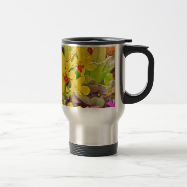 Beautiful Yellow autumn orchids Travel Mug (Right)