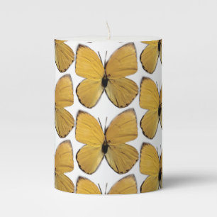 Beautiful Yellow Butterflies Pillar Candle