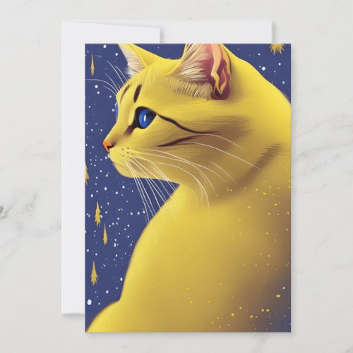 Beautiful Yellow Cat with Blue Eyes  Holiday Card