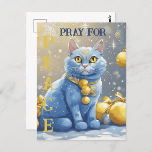Beautiful Yellow Cat with Blue Eyes - ukraine Postcard