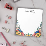 Beautiful Yellow Coral Floral From the Desk of Notepad<br><div class="desc">Floral from the desk of notepad with pretty yellow flowers,  coral flowers,  blue flowers,  and blush pink flowers with your name in a girly script.</div>