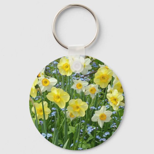 Beautiful yellow daffodil garden keychain