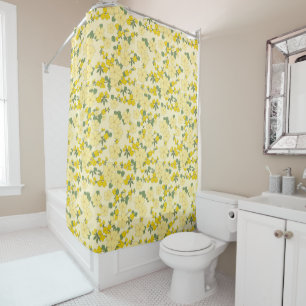 Beautiful yellow floral art shower curtain