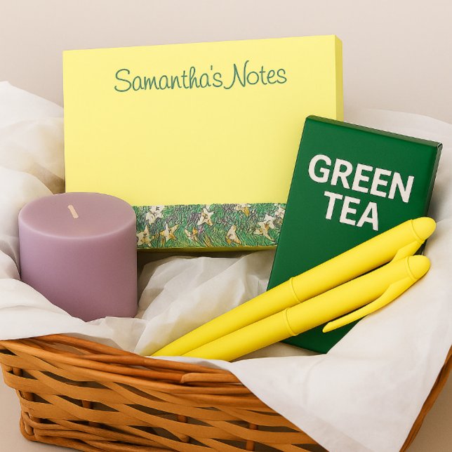 Beautiful Yellow Floral Design with Lily Border Post-it Notes (Creator Uploaded)