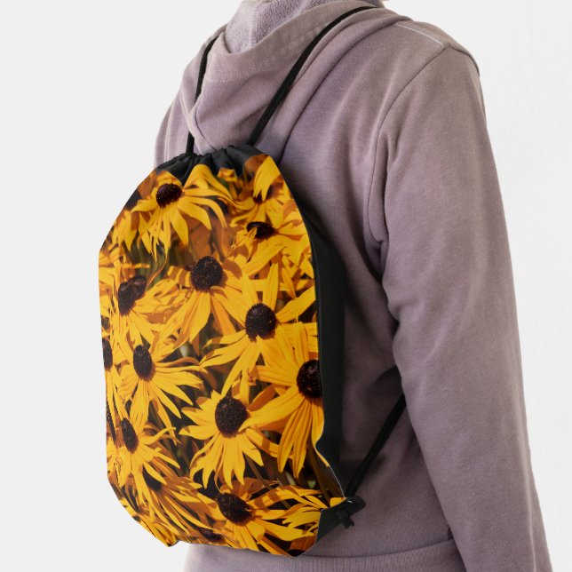 Beautiful Yellow Floral Rudbeckias Coneflowers Drawstring Bag (Insitu)