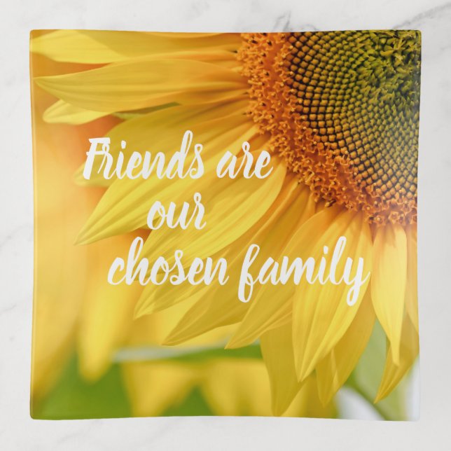 Beautiful Yellow Floral Sunflower Friends Family Trinket Tray (Front)